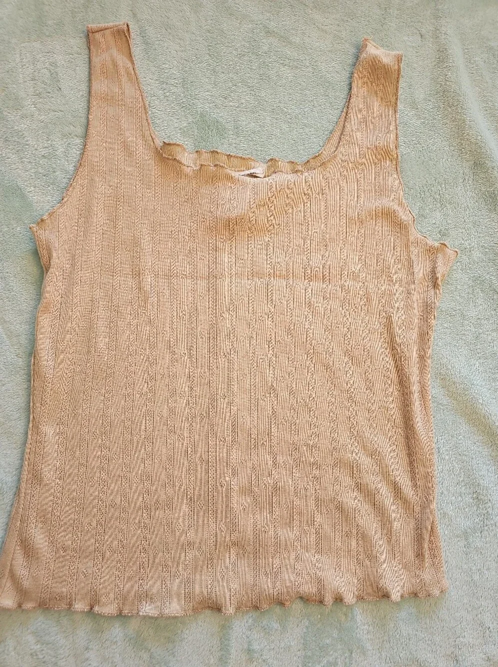 Beige Pointelle Knit Tank Top – Women's Size Medium